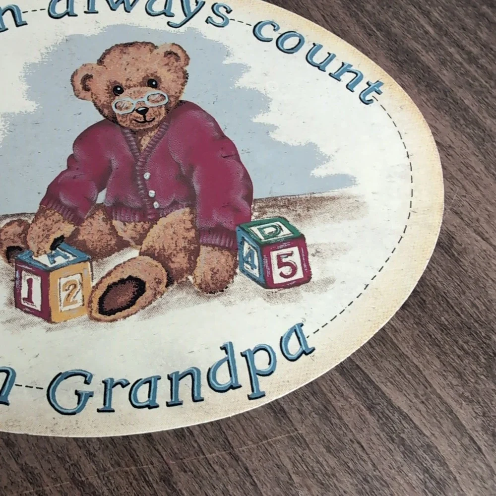 Vintage 1994 Tender Heart Treasures Count On Grandpa Teddy Bear Wood Wall Plaque